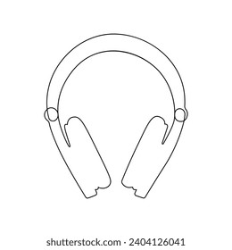 Continuous single-line art drawing of a wireless headphones speaker and outline style vector illustration