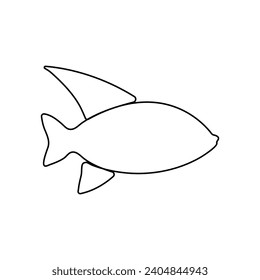 Continuous single-line art of fish. Cute fish one-line drawing vector and illustration