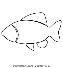 Kontinuierliche Einzeilentechnik von Fischen. Einzeilentexter Fisch, Vektorgrafik und Illustration