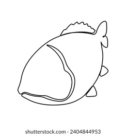 Continuous single-line art of fish. Cute fish one-line drawing vector and illustration