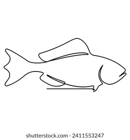 Continuous single-line art of fish. Cute fish one line drawing vector and illustration. Abstract fish hand drawing style. Fish sketch on white background

