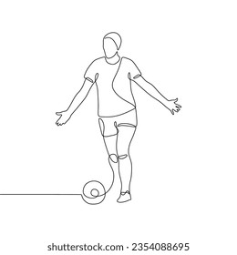The continuous single-line art of a football player