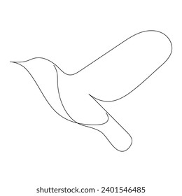 Arte continuo en una sola línea de colibrí. Vector de dibujo de una línea de ave voladora e ilustración