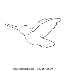 Kontinuierliche einzeilige Kunst des Kolibris. Fliegender Vogel, ein zeilengezeichneter Vektorgrafik und Illustration