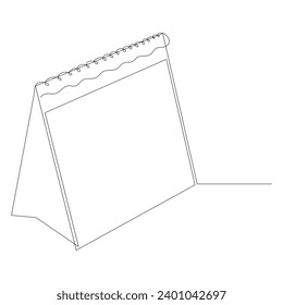 Arte continuo en una sola línea del calendario Loose-leaf. Vector de dibujo de una línea de calendario e ilustración. fecha memorable, mes, vacaciones, semana, fin de semana