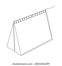 Continuous single-line art of Loose-leaf calendar. Calendar one-line drawing vector and illustration. memorable date, month, holiday, weekday, weekend