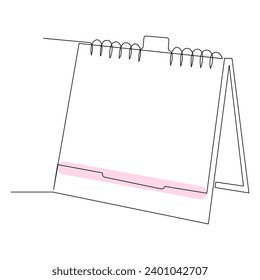 Continuous single-line art of Loose-leaf calendar. Calendar one-line drawing vector and illustration. memorable date, month, holiday, weekday, weekend