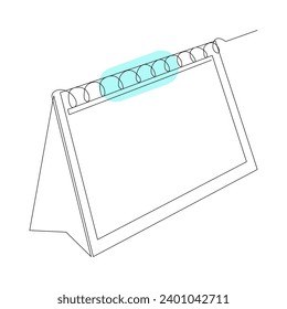 Arte continuo en una sola línea del calendario Loose-leaf. Vector de dibujo de una línea de calendario e ilustración. fecha memorable, mes, vacaciones, semana, fin de semana