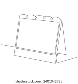 Continuous single-line art of Loose-leaf calendar. Calendar one-line drawing vector and illustration. memorable date, month, holiday, weekday, weekend