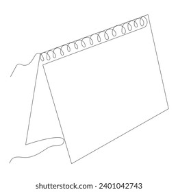 Continuous single-line art of Loose-leaf calendar. Calendar one-line drawing vector and illustration. memorable date, month, holiday, weekday, weekend
