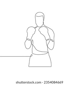 Continuous single-line art of a man with martial arts moves