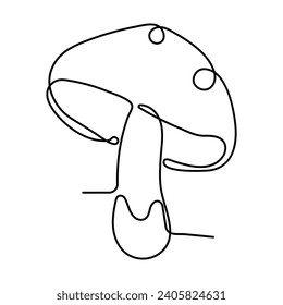 Continuous single-line art of mushroom. Cute mushroom one-line drawing vector and illustration
