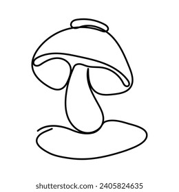 Arte continuo de hongos en una sola línea. Vector de dibujo de una línea de hongo y ilustración
