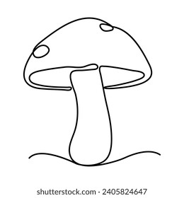 Arte continuo de hongos en una sola línea. Vector de dibujo de una línea de hongo y ilustración
