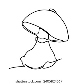 Continuous single-line art of mushroom. Cute mushroom one-line drawing vector and illustration
