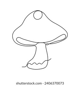 Kontinuierliche einzeilige Kunst des Pilzes. Cute-Pilz-Einzeilenzeichnung, Vektorgrafik und Illustration
