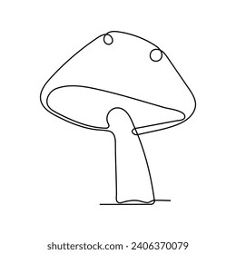 Continuous single-line art of mushroom. Cute mushroom one-line drawing vector and illustration
