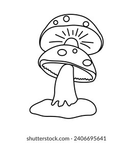 Continuous single-line art of mushroom. Cute mushroom one-line drawing vector and illustration
