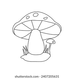 Continuous single-line art of mushroom. Cute mushroom one-line drawing vector and illustration