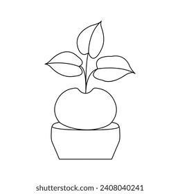 Arte continuo de planta en una sola línea. Vector de dibujo de una línea de planta y ilustración
