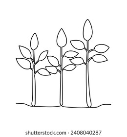 Arte continuo de planta en una sola línea. Vector de dibujo de una línea de planta y ilustración
