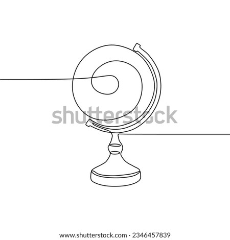 Continuous single-line art of a replica globe