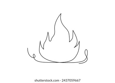 Continuous single-line bonfire drawing and outline fire concept art illustration