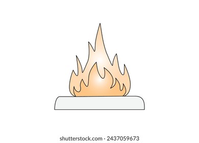 Dibujo continuo de hoguera de una sola línea e ilustración de arte conceptual de fuego de contorno