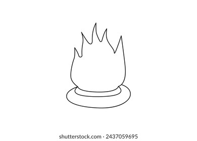 Dibujo continuo de hoguera de una sola línea e ilustración de arte conceptual de fuego de contorno