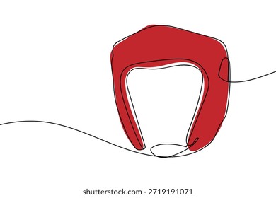 Continuous single-line coloring style. Boxing Headgear  Line art outline. Vector illustration.