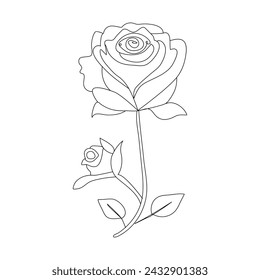 Continuous single-line rose design hand drawn drawing roses line art illustration
