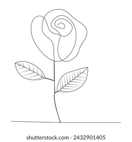 Continuous single-line rose design hand drawn drawing roses line art illustration
