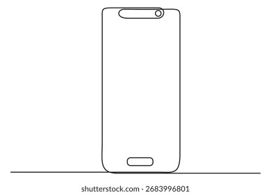 Símbolo continuo del smartphone en un dibujo de línea. Una línea de arte del icono del teléfono, solo dibujo de línea del smartphone. Teléfono móvil, concepto de teléfono móvil. Ilustración vectorial
