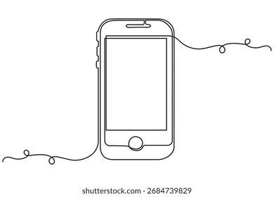 
Kontinuierliches Smartphone-Symbol in einer Zeile Zeichnung.One Line art of phone icon, Single line drawing of smartphone. Handy, Handy-Konzept. Vektorgrafik

