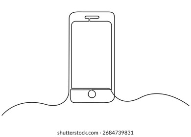 
Símbolo continuo del smartphone en un dibujo de línea. Una línea de arte del icono del teléfono, solo dibujo de línea del smartphone. Teléfono móvil, concepto de teléfono móvil. Ilustración vectorial
