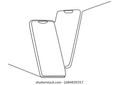 
Continuous Smartphone symbol in one line drawing.One Line art of phone icon, Single line drawing of smartphone. Cellphone, mobile phone concept. Vector illustration
