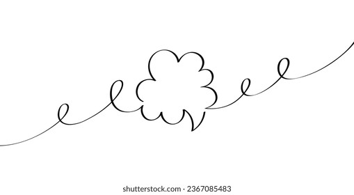 Continuous smooth line drawing of cloud bubble in linear style drawn by hand. Line bubble on white background. Doodle vector graphic design.
