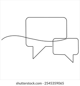  Continuous speech bubble single line art drawing dialogue speech bubble border vector illustration