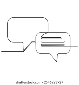  Continuous speech bubble single line art drawing dialogue speech bubble border vector illustration
