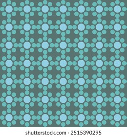 A continuous square pattern made up of circular geometric shapes, with a retro, Japanese-inspired style and vibrant colors.