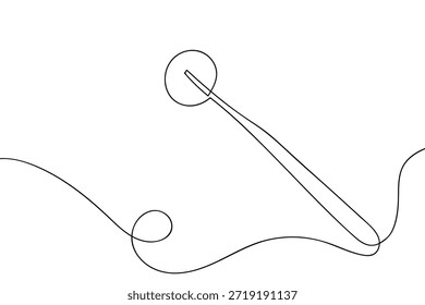 Uma fita contínua de algodão em lã para o tratamento de feridas é mantida no lugar por pinças. ilustração de vetor de arte desenhada à mão