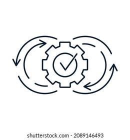 A continuous stream of system improvements and updates. Integration adaptation. Vector linear icon isolated on white background.
