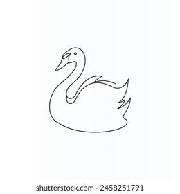 A continuous swan single-line art design, isolated black linear sketch on white background. Vector illustration.