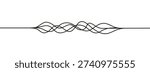 Continuous tangled squiggle cable illustration. Minimalist black messy line art. Abstract interconnected wavy wire design