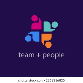 Continuo trabajo en equipo y gente levantando manos, logo de la idea de solidaridad. Transiciones de color únicas. plantilla de logotipo de personas. vector.