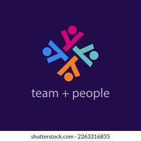 Continuo trabajo en equipo y gente levantando manos, logo de la idea de solidaridad. Transiciones de color únicas. plantilla de logotipo de personas. vector.