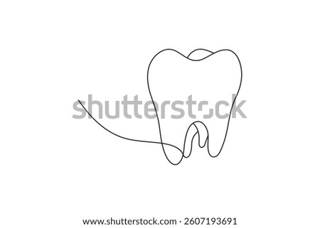 Continuous teeth online drawing of dentist isolated vector single line art design 