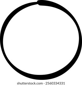 Continuous thick black circular line forming an imperfect hand drawn circle, emphasizing a starting point or a specific location on the circular path