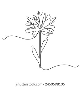 Continuous Thin Line Carnation Flower Icon, One Garden Carnation Minimal Design, Abstract Single Flower Symbol Isolated on White Background