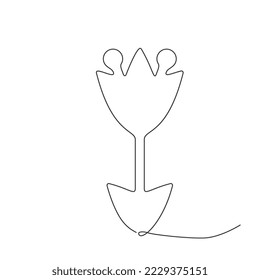Flor De Línea Delgada Continua, Dibujo Botánico Mínimo, Icono De Flor De Una Línea De Arte, Dibujo De Esquema De Flor Único, Ilustración De Vector Con Logotipo De Planta Simple